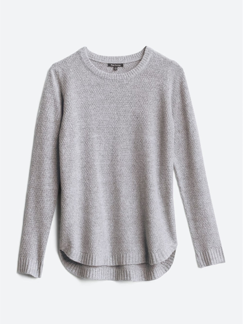 Pink Clover Light Gray Crewneck Textured Knit Sweater